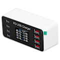 Miniatyrbillede 4 af 8: Stationær USB-lader 8-porte PD 30W Digital Display USB-ladestation til telefontablet 100‑240V EU-stik