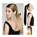 Miniatyrbilde 6 av 8: Hestehale med rett hår Lang brun wrap-around hårforlengelse hestehale for jenter 21,7 tommer