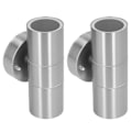 Miniatyrbillede 6 af 8: 2 stk GU10 rustfrit stål udendørs væglampe Vandafvisende LED-cylinder op og ned væglampe til haver villaer stuer 220‑240V Rustfrit stål farve