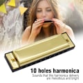 Pikkukuva 2 / 8: IRIN kevyt metallinen 10-reikäinen harmonikka Musiikkiväline (kulta)