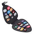 Miniatyrbillede 2 af 8: Guitar Pick-taske med stor kapacitet Ridsefast PU-læder Fine syninger 22 stk Guitar Pick-holdere med 22 stk Picks