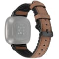 Brun kompatibel med Fitbit Versa 3 Läder + Silikonrem