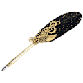 Miniatyrbillede 5 af 7: Fjerpen Business Fire Lak Stæmplet Europæisk Retro Stil Sprøjt Guld Fjer Rustfrit Stål Dip Pen Sæt med Blækpose Sort