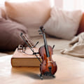 Miniatyrbild 4 av 8: Trä miniatyr fiol modell Mini musikinstrument modell prydnader med presentförpackning