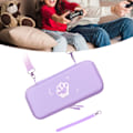 Miniatyrbild 6 av 8: Söt Cat Paw Bärväska PU-läder hårt skyddande skydd med axelrem och handrep för Switch Spelkonsol Lavendel Lila