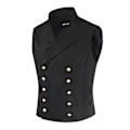 Miniatyrbillede 3 af 3: Antikt Dobbeltbrystet Herre Suede Casual Vest - Sort - 4 Farver, 6 Størrelser