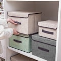 Pikkukuva 5 / 8: 4 kpl Non Woven säilytyslaatikot Pölynkestävä taittuva kaksi suurta ja kaksi pientä kotitalouksiin Beige