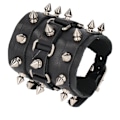 Miniatyrbilde 5 av 8: Justerbart punkarmbånd i kunstlær, spikerarmbånd dobbelt unisex metallnittet armbånd