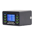Miniatyrbild 8 av 8: Digital USB-laddare 50W 8-portars QC3.0 PD Snabbladdning Multipel USB-laddarstation 100‑240V EU-kontakt