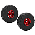 Miniatyrbillede 3 af 8: 2 stk. 1,9 tommer hjulfælgssæt Metalfælge gummidækssæt til Axial SCX10 1/10 RC Crawler CarRød og Sort