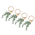 Miniatyrbillede 3 af 8: 4 stk Servietringe Enkelt Dekorativt Håndværk Blad Blomst Servietringe til Bryllup Nytårsfester 6640