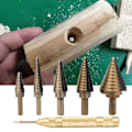 Miniatyrbild 5 av 7: 5 st High Speed ​​Steel Cone Steg Borr Bit Hålskärare med Center Punch