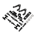 Miniatyrbillede 3 af 8: RC Aluminium Øvre og Nedre Suspensionsarm Styrekop Hex Adapter Metal Tilbehørssæt til WPL D12 RC Bil Sort