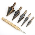 Miniatyrbild 3 av 7: 5 st High Speed ​​Steel Cone Steg Borr Bit Hålskärare med Center Punch