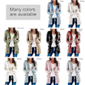 Miniatyrbillede 2 af 5: Sort XL Dame Kabelstrikket Cardigan Frakke med Lomme