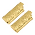 Miniatyrbillede 4 af 8: 2 stk Retro Lighter Etui Kompakt 3D Blomsterpræget Gravering Zink Legering Beskyttelsesetui Guld