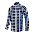 Miniatyrbillede 2 af 5: Afslappet Plaid Check Langærmet Skjorte til Mænd i XL - Mørkeblå/Sort/Hvid