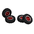 Pikkukuva 3 / 8: 4 kpl RC-auton vanteita, mesh-vanteet ja renkaat, Xiaomi Jimny XMYKC01CM 1/16 kauko-ohjattaville autoille, punaiset