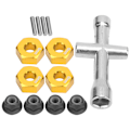 Pikkukuva 3 / 8: 12 mm kuusiokoloadapteri 6 mm paksu M4 laippa lukkomutterit ristikulmaavaimisarja 1/10 RC-autolle Kulta