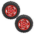 Miniatyrbilde 8 av 8: D12005 52mm RC bildekk Gummi Aluminiumslegering Antiskli dekk for WPL D12 1/10 RC Truck(Rød R)