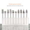 Miniatyrbillede 4 af 8: 10 stk 1/8 tommer (3 mm) skaft Tungsten stålkarbid roterende filer Skæring grader Bits til træ metal skæring gravering slibning
