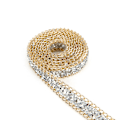 Miniatyrbild 7 av 8: 5yard 15mm Gold Edge Silver Diamond Wrap Roll Rhinestone Ribbon Dekoration