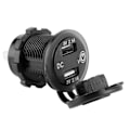 Miniatyrbilde 4 av 8: Dobbel USB-billader Sigaretttenneruttak Bilmodifisering med voltmeter 1224V 2.1A+2.1A (grønn indikator)