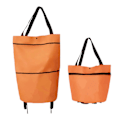 Miniatyrbillede 2 af 5: Foldbar 2-i-1 Indkøbsvogn med Hjul, Sammenklappelig Lynlås Foldbar Taske (Orange)