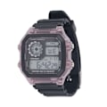 Miniatyrbillede 1 af 8: Elektronisk sportsur 12/24 timer vandtæt digitalt armbåndsur med lysende alarmfunktion Transparent Lilla