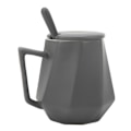 Miniatyrbillede 6 af 8: Keramiske Kaffe Krus Innovative Enkle Polyhedron Geometri Keramiske Tekrus med Låg til Hjem Kontor 450ml Grå