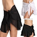 Miniatyrbillede 3 af 5: Elegant Sort Chiffon Ruffle Sarong Strandtøj - One Size