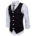 Miniatyrbillede 2 af 3: Sort XL Herre Singel-Bryst Solid Farve Vest