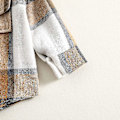 Miniatyrbilde 5 av 5: Flanellskjortejakke med rutete mønster for små gutter og jenter, langærmet jakke med revers og knapper for høst og vinter, 5-6 år, khaki