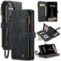 Compatible with iPhone 17 Case Leather Case with Card Slots and Zipper Svart