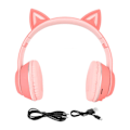 Miniatyrbillede 1 af 8: Katteøre Børne Bluetooth-hovedtelefoner Trådløs Wired Mode sammenklappelig Bluetooth-headset med LED-mikrofonlys og volumenkontrol