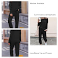 Miniatyrbilde 5 av 6: Dame 2-delt antrekk Løstsittende Stretchbar Stilig Langarmet Topp Bukse Høst Loungewear Pyjamas Sett Svart XL