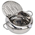 Miniatyrbillede 1 af 8: 304 Rustfrit Stål Stegegryde Temperaturstyret Mini Fritøser med Termometer til Køkken Rustfrit Stål Farve 304 Rustfrit Stål 24cm / 9.4in