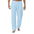 Pikkukuva 2 / 3: Miehet Casual Beach Pants Elastisilla Vyötäröllä Pellavamalli - Sininen 4XL