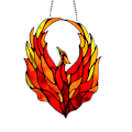 Pikkukuva 3 / 5: Punainen liekki Firebird -lasimaalaus ikkunakoriste