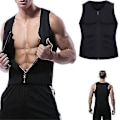 Miniatyrbilde 1 av 4: Gynecomastia Kompresjonsvest med Glidelås for Menn - Svart/Grå Tanktopp