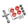 Pikkukuva 2 / 8: 14 mm kuusiokoloinen navakitti Alumiiniseos Universal Upgrade Hex Adapter ARRMA Senton 1/10 RC-autolle Punainen