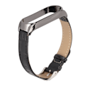 Pikkukuva 8 / 8: Nopeasäätöinen nahkainen ranneke Bambumalli kellohihnoille Rannekellahihnat Vaihto Xiaomi Mi Band 6 5 NFCBlack