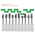 Miniatyrbillede 7 af 8: 10 stk 1/8 tommer (3 mm) skaft Tungsten stålkarbid roterende filer Skæring grader Bits til træ metal skæring gravering slibning