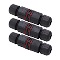 Miniatyrbilde 4 av 8: 3 stk Vanntette Kabelkontakter 3-polet Straight Through IP68 Vanntett Kontakt for LED Uteliys, Fontener