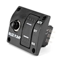 Miniatyrbilde 4 av 8: 3-veis lensepumpbryterpanel Auto Av Manuell 12V 24V med LED-indikator Innebygd 15A bryter