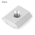 Miniatyrbilde 3 av 7: 30 stk 30-serien T-spormuttersett Aluminiumprofilgjengede T glidemutterblokkfester (M5)