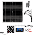 Miniatyrbild 1 av 8: Solpanel-kit LCD-display Flera skyddfunktioner 25W Utomhusladdning Solpanelstyrenhet Fläktsystem Set