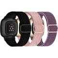 /EA/Elastiska nylonband kompatibla med Fitbit Versa 4/Versa 3/Sense 2/Sense - 3-pack