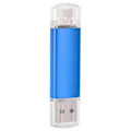 Miniatyrbilde 7 av 8: 2 i 1 USB-minnepinne OTG USB2.0 U Disk Høykapasitets Datalagring Minnebrikke Blå 128GB