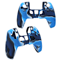 Miniatyrbilde 4 av 8: 2 stk Gamepad Beskyttelsesetui Kamuflasje Silikonetui Skin for PS5 Game Controller Camo Blå